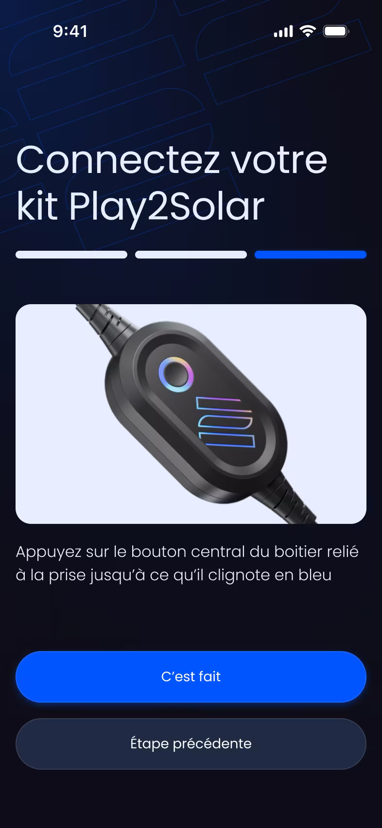 Mise en service d'un kit dans l'app Play2Solar